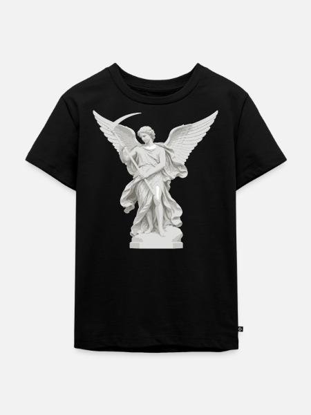 Engel mit Sense-Statue - Kinder Premium Bio T-Shirt - Schwarz
