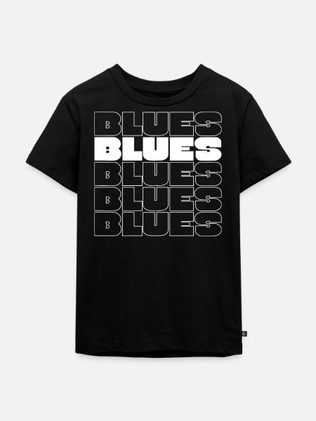 Fette Blues Wiederholungsrastertypografie - Kinder Premium Bio T-Shirt - Schwarz