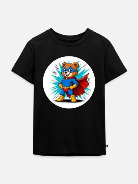 Superheld Bär Kids - Kinder Premium Bio T-Shirt - Schwarz