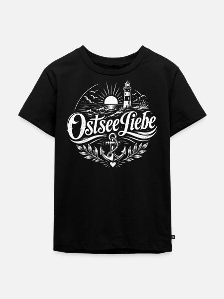 OstseeLiebe Leuchtturm Anker - Kinder Premium Bio T-Shirt - Schwarz