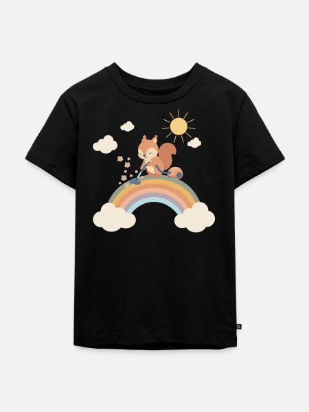 Eichhörnchen saugt den Regenbogen  - Kinder Premium Bio T-Shirt - Schwarz