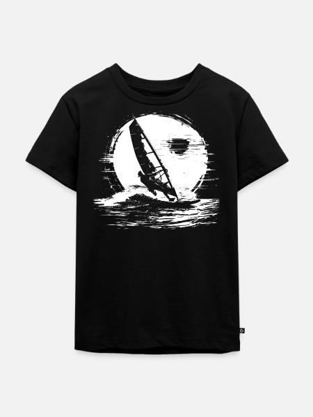 Windsurfen Skizze - Kinder Premium Bio T-Shirt - Schwarz