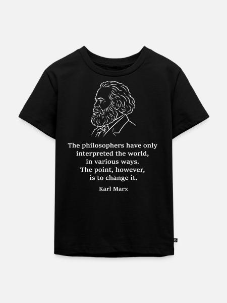 Karl-Marx-Zitatporträt - Kinder Premium Bio T-Shirt - Schwarz