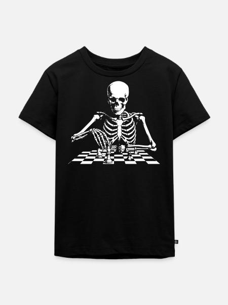 Skelett spielt Schach - Kinder Premium Bio T-Shirt - Schwarz