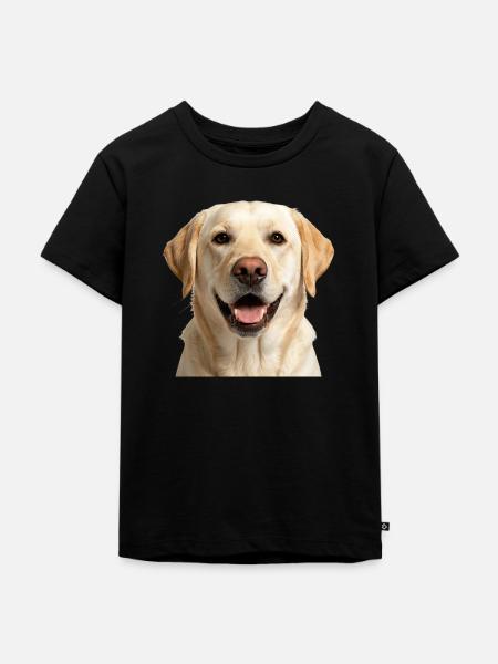Glücklicher beige Labradorhund - Kinder Premium Bio T-Shirt - Schwarz
