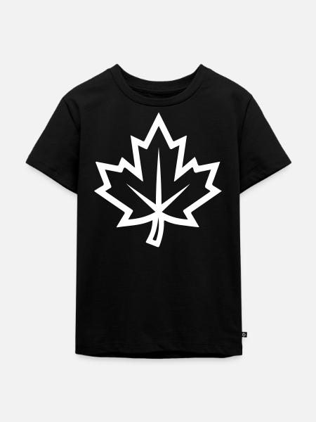 Ahornblatt Symbol Herbst - Kinder Premium Bio T-Shirt - Schwarz