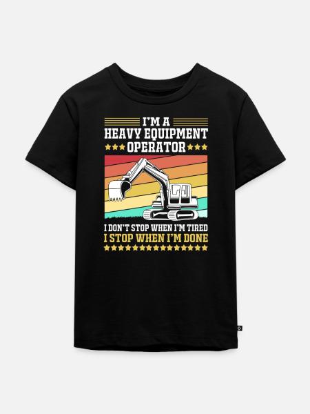 Baustelle Baggerfahrer Baggern - Kinder Premium Bio T-Shirt - Schwarz