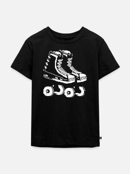 Rollschuhe Pixel - Kinder Premium Bio T-Shirt - Schwarz