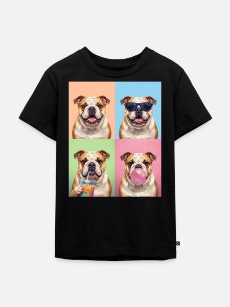 Hunde Bulldog Hund - Kinder Premium Bio T-Shirt - Schwarz