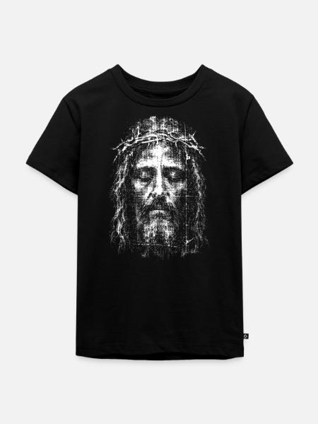 Dornenkrone Silhouettenporträt - Kinder Premium Bio T-Shirt - Schwarz
