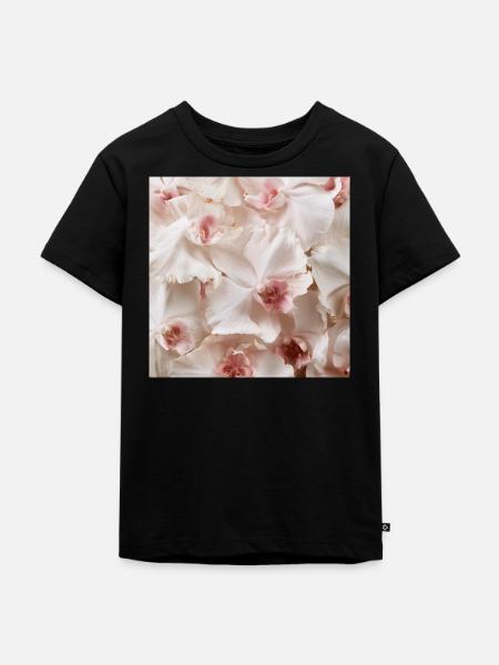 Trendige, rosa-weiße Orchidee - Kinder Premium Bio T-Shirt - Schwarz