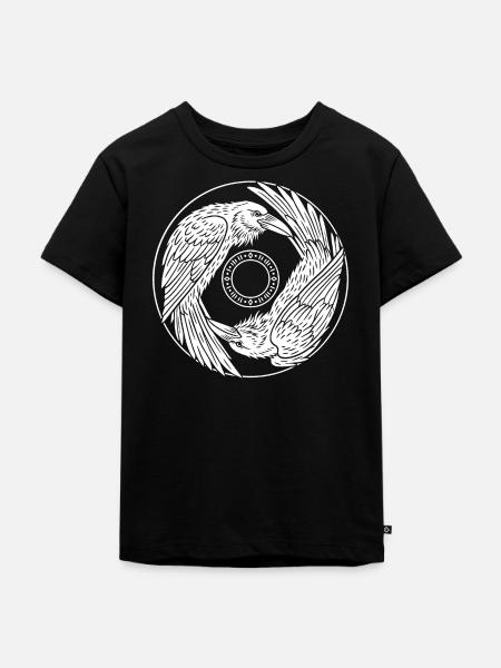 Gedanke und Erinnerung - zwei Raben - Kinder Premium Bio T-Shirt - Schwarz