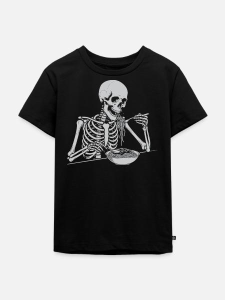 Skelett-Frühstücksschale - Kinder Premium Bio T-Shirt - Schwarz