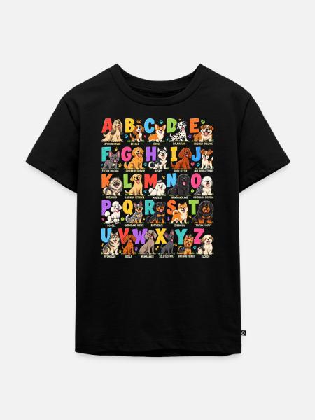 Hunde im bunten ABC - Kinder Premium Bio T-Shirt - Schwarz