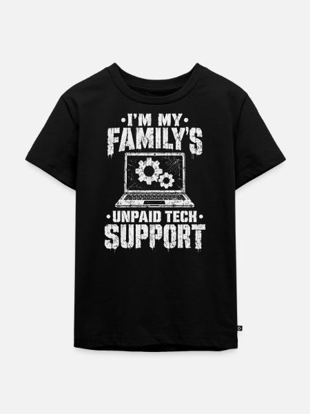 Familien Tech-Support Spruch - Kinder Premium Bio T-Shirt - Schwarz