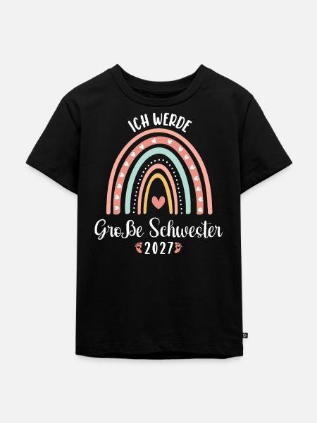 Ich Werde Große Schwester 2027 - Kinder Premium Bio T-Shirt - Schwarz