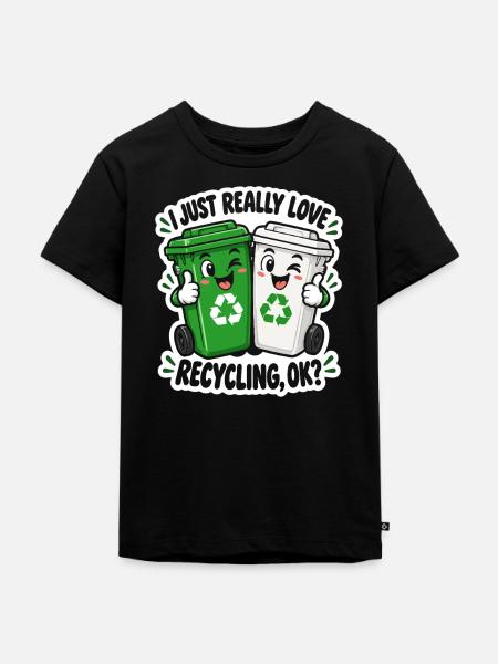 Duo Recycling Lächelnde Eimer - Kinder Premium Bio T-Shirt - Schwarz