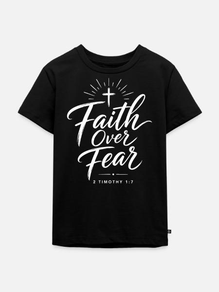 Glaube über Angst Bibelvers - Kinder Premium Bio T-Shirt - Schwarz