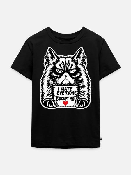 Moody Feline Herzzeichen-Tee - Kinder Premium Bio T-Shirt - Schwarz
