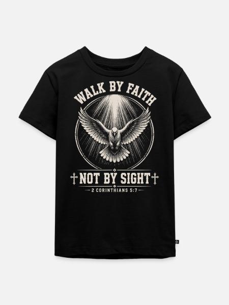 Walk By Faith Dove - Kinder Premium Bio T-Shirt - Schwarz