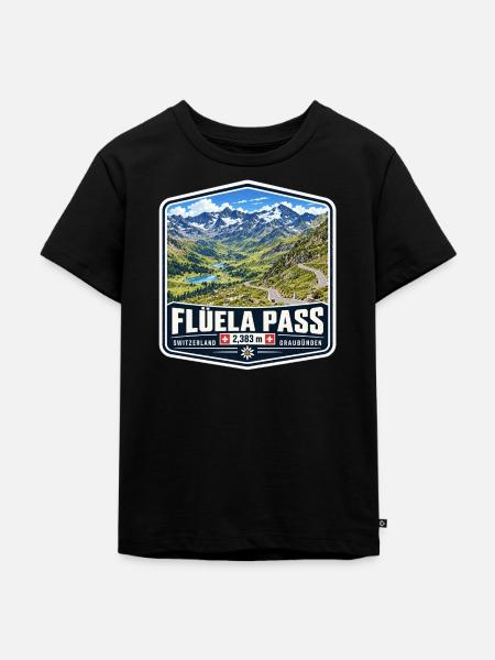 Flüela Pass – Schweiz - Kinder Premium Bio T-Shirt - Schwarz