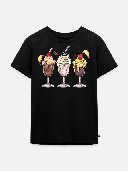 Eiscreme Eisbecher Grafik - Kinder Premium Bio T-Shirt - Schwarz
