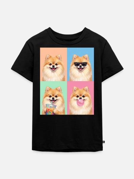 Hunde Zwergspitz Hund - Kinder Premium Bio T-Shirt - Schwarz