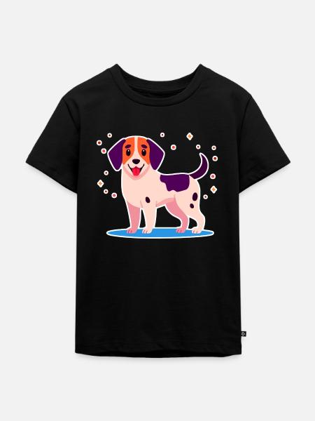 Dreifarbiges Hündchen (Lila) - Kinder Premium Bio T-Shirt - Schwarz