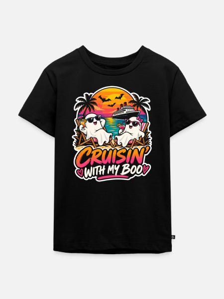 Crusin' mit Boo am Strand - Kinder Premium Bio T-Shirt - Schwarz