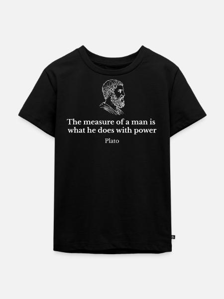 Platon-Macht-Zitattypografie - Kinder Premium Bio T-Shirt - Schwarz