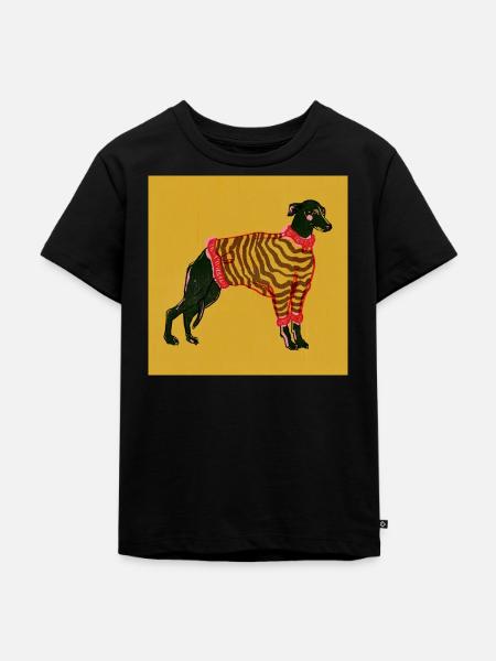 WHIPPET IN STREIFEN - Kinder Premium Bio T-Shirt - Schwarz