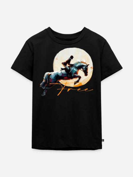 Horse - Kinder Premium Bio T-Shirt - Schwarz