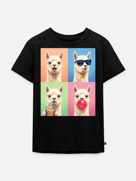 Alpakas Alpaka - Kinder Premium Bio T-Shirt - Schwarz