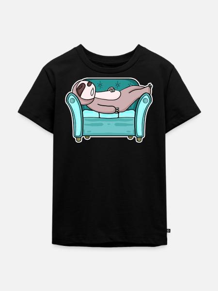 Faultier auf dem Sofa - Kinder Premium Bio T-Shirt - Schwarz
