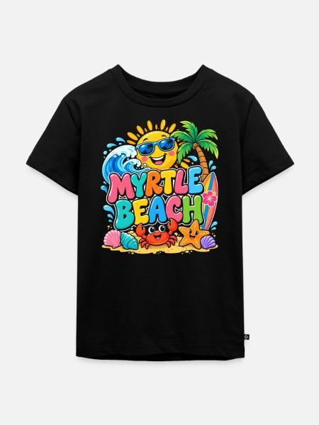 Myrtle Beach Sonne & Meer - Kinder Premium Bio T-Shirt - Schwarz
