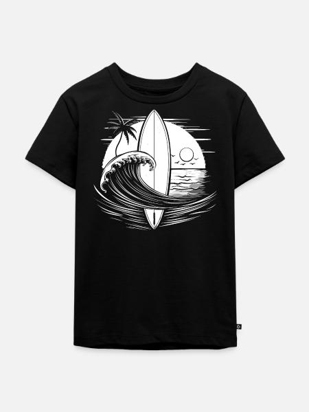 Surfen - Kinder Premium Bio T-Shirt - Schwarz