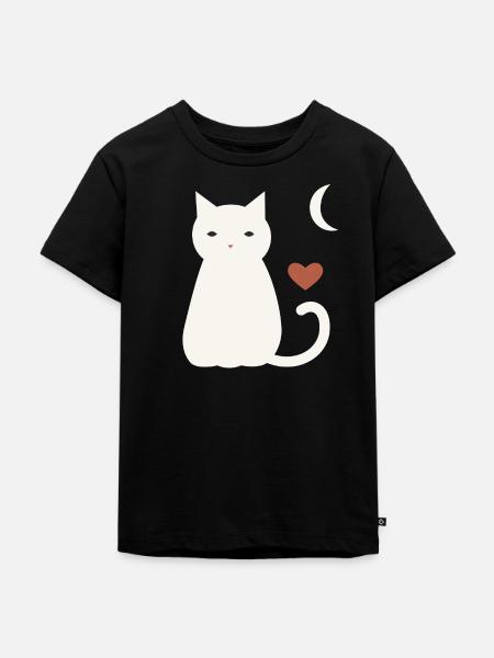 Halloween Katze Herren - Kinder Premium Bio T-Shirt - Schwarz