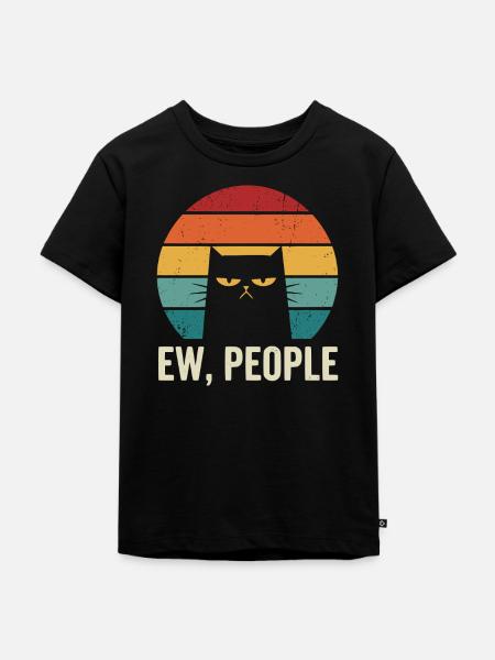 Ew People Retro Cat - Kinder Premium Bio T-Shirt - Schwarz