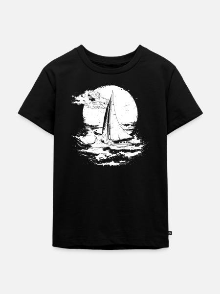 Segeln Skizze - Kinder Premium Bio T-Shirt - Schwarz