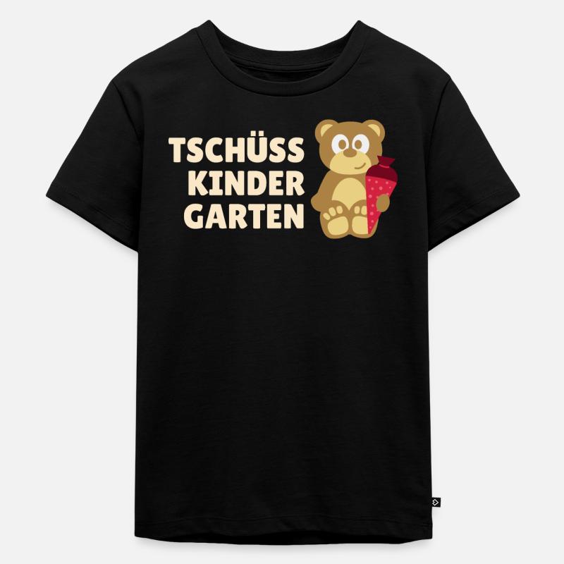 Teddy Tschüss Kindergarten - Kinder Premium Bio T-Shirt - Schwarz