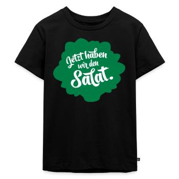 Salat zweifarbig - Kinder Premium Bio T-Shirt - Schwarz - Vorne - Mikhail (115cm)