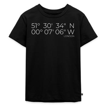 Koordinaten London - Kinder Premium Bio T-Shirt - Schwarz - Vorne - Mikhail (115cm)