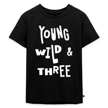 Young Wild & Three, 3. Geburtstag, Geburtstagskind - Kinder Premium Bio T-Shirt - Schwarz - Vorne - Mikhail (115cm)