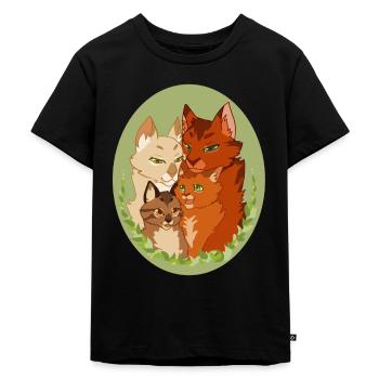 Firestar Feuerstern Eichhornflug Katzen Familie - Kinder Premium Bio T-Shirt - Schwarz - Vorne - Mikhail (115cm)