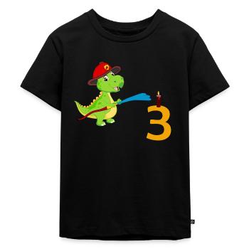 Pompiers Dino 3 anniversaire - T-shirt Premium bio Enfant - noir - Devant - Mikhail (115cm)
