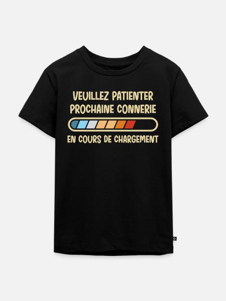 VEUILLEZ PATIENTER - Kinder Premium Bio T-Shirt - Schwarz
