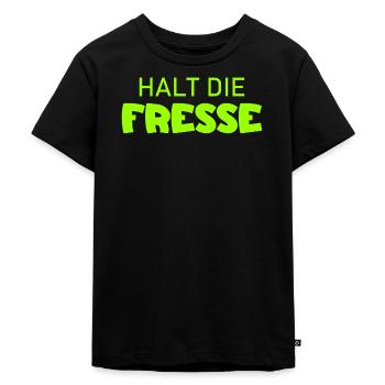Halt die Fresse - Cooler Spruch - Kinder Premium Bio T-Shirt - Schwarz - Vorne - Mikhail (115cm)