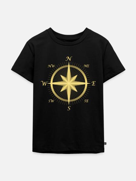 Kompass - Kinder Premium Bio T-Shirt - Schwarz