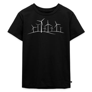 Windrad, wind power, Energie, windmill, Windpark, - Kinder Premium Bio T-Shirt - Schwarz - Vorne - Mikhail (115cm)