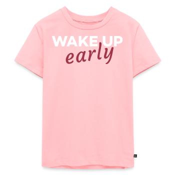 Wake up early - Kids Premium Organic T-Shirt - rose - Front - AI Model Kid Female (0cm)